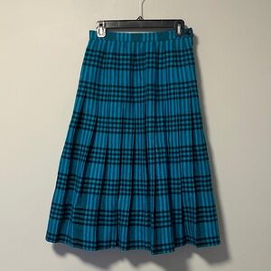St Michael Vintage made in the UK Plaid Blue Pure New Wool Pleated Kilt Skirt